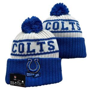 NWT Indianapolis Colts Sports Knit Pom‎ Beanie Fleece Lining OSFA Unisex